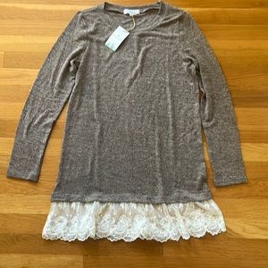 NWT! Peyton Bre Jennifer brown lace sweater